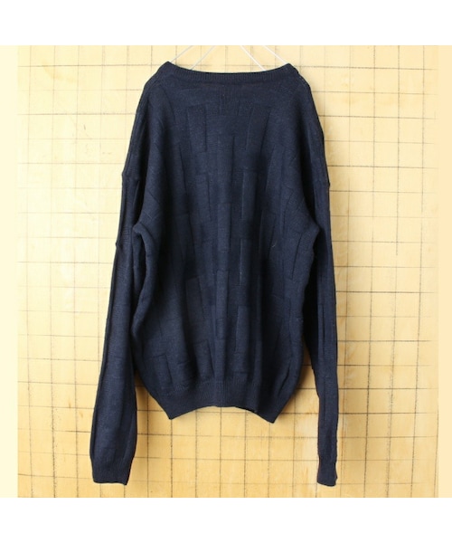 FRENCH LACOSTE（フレンチラコステ）の「フレンチ ラコステ LACOSTE ウール ニット セーター クルーネック ネイビー メンズL相当 ヨーロッパ古着（ニット/セーター・レディース・ブルー・L）」の3枚目の写真