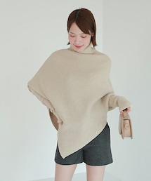 DHOLIC | ウール混タートルネックアンバランスヘムニット(ニット/セーター)