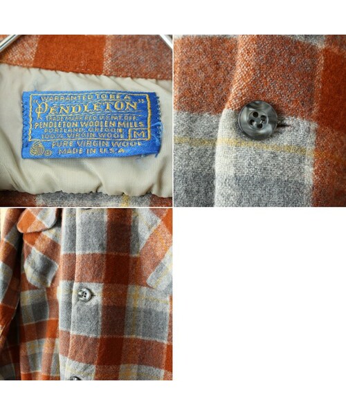 Pendleton ウールネルシャツ ブラウン・オレンジチェック PENDLETON