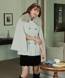 DHOLIC | ストラップ付キルト裏地エコファーケープコート(ポンチョ)