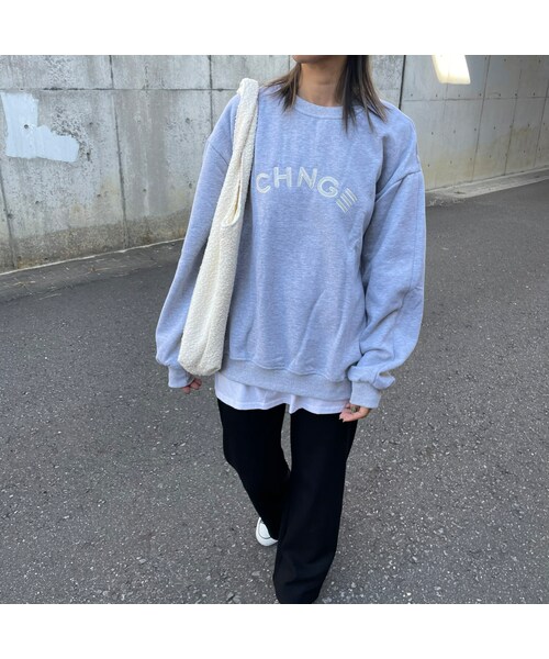 copine(コピン)の「裏起毛英字ロゴスウェット(グレー)(スウェット・レディース・グレー・ワンサイズ)」の1枚目の写真