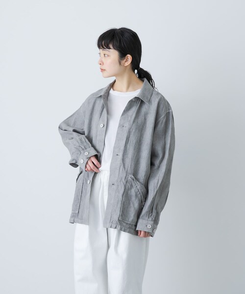 かぐれ（カグレ）の「MITTAN　和紙大麻ジャケット(ベンガラ染)（シャツ/ブラウス・レディース・ベンガラ白/松煙・2）」の12枚目の写真