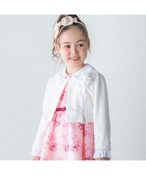 BeBe（ベベ）の「レースカフスポンチジャケット(110~130cm)（カーディガン/ボレロ・キッズ・ブルー/ホワイト・110）」の2枚目の写真