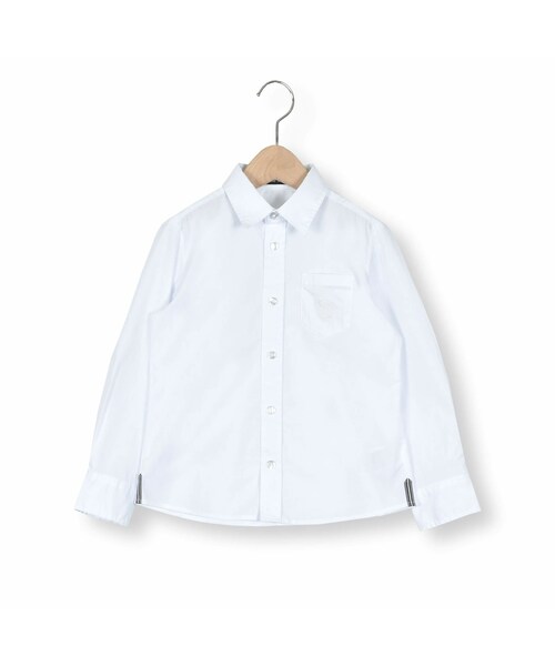 BeBe（ベベ）の「ストレッチウェザーレギュラーシャツ(110~130cm)（シャツ/ブラウス・キッズ・ブルー/ホワイト・110）」の2枚目の写真