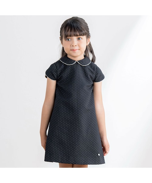 Tartine et Chocolat(タルティーヌエショコラ)の「ジャガード小花ドット柄ワンピース(110~130cm)(ワンピース・キッズ・ブラック・110cm)」の1枚目の写真