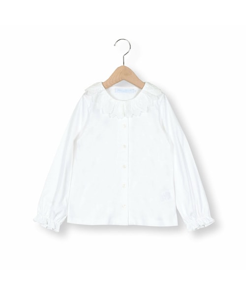 Tartine et Chocolat(タルティーヌエショコラ)の「レース襟スムースブラウス(110~130cm)(シャツ/ブラウス・キッズ・ホワイト・110cm)」の1枚目の写真