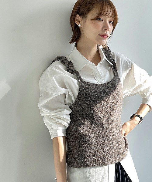 DHOLIC（ディーホリック）の「モヘア混フリルニットキャミソール