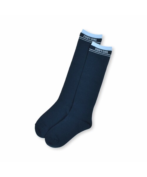 ZIDDY（ジディ）の「ラインロゴハイソックス(19~24cm)（ソックス/靴下・キッズ・ブラック/ブルー・22-24cm）」の2枚目の写真