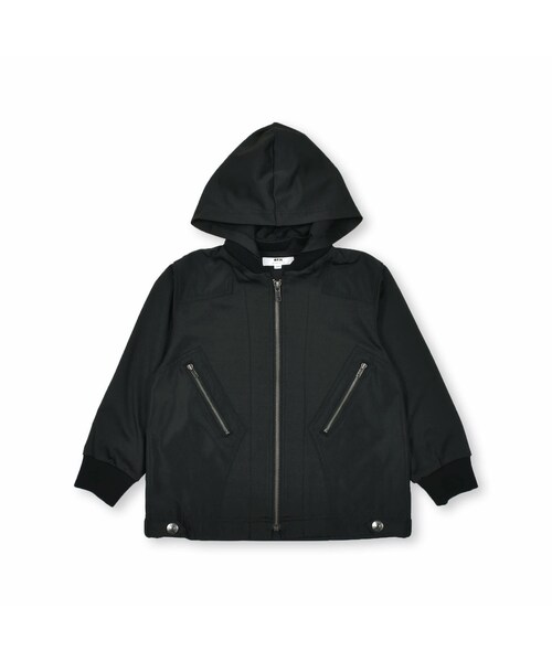 WASK（ワスク）の「異素材ポケットパーカー(100~160cm)（ジャージ・キッズ・レッド/ブラック・110）」の2枚目の写真