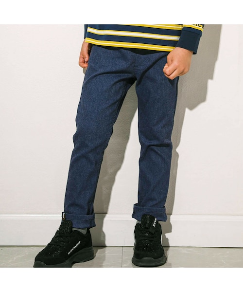 WASK(ワスク)の「ロゴ刺しゅうストレッチツイルパンツ(100~160cm)(その他パンツ・キッズ・ブルー/ブラック/グリーン・110)」の1枚目の写真