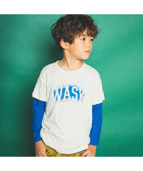 WASK（ワスク）の「ロゴプリントデニムポケットリバーシブルTシャツ(100~160cm)（Tシャツ/カットソー・キッズ・ブルー/ホワイト・110）」の2枚目の写真