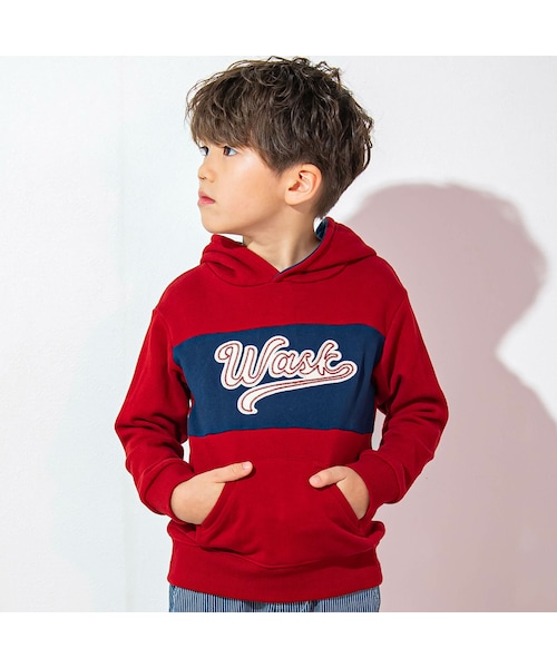 WASK（ワスク）の「ベースボール配色フーディ(100~160cm)（パーカー・キッズ・ブラック/レッド・110）」の2枚目の写真