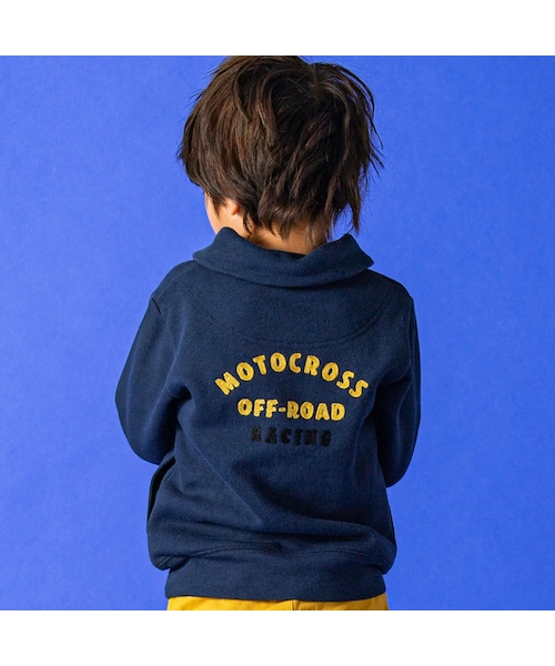 WASK（ワスク）の「裏起毛＋チェックヘチマカラーロゴトレーナー(100～160cm)（スウェット・キッズ・ベージュ/ブルー・110）」の2枚目の写真