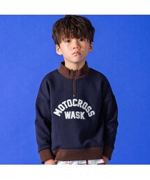 WASK | ロゴパッチハーフジップ裏起毛トレーナー(100～160cm)(スウェット)