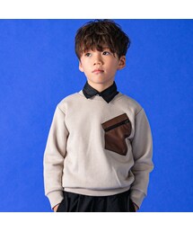 WASK | 襟取り外しフェイクレザーポケット裏起毛トレーナー(100～160cm)(スウェット)