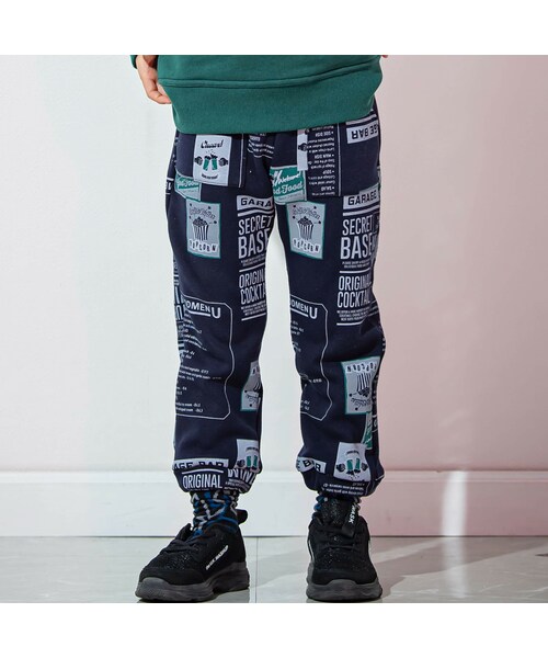 WASK（ワスク）の「メニュー柄エステル裏起毛パンツ(100～160cm)（その他パンツ・キッズ・ホワイト/ブルー・110）」の2枚目の写真