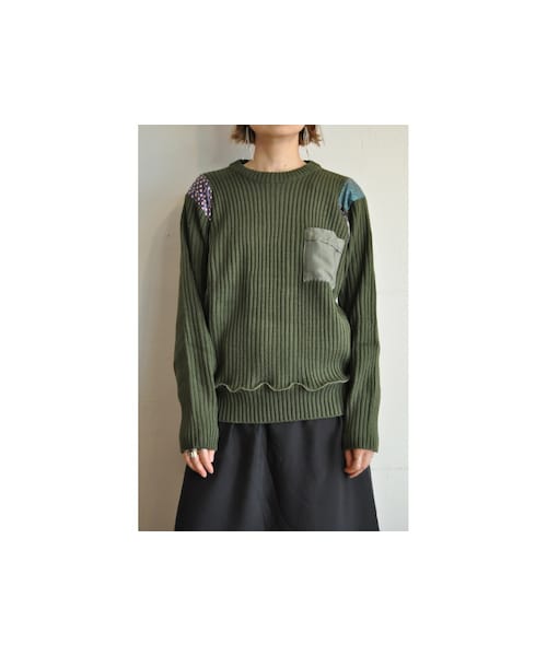 RehersalL（リハーズオール）の「パジャマラインパッチコマンドセーター（ニット/セーター・レディース・ブラウン/ブラック/グリーン・one）」の3枚目の写真