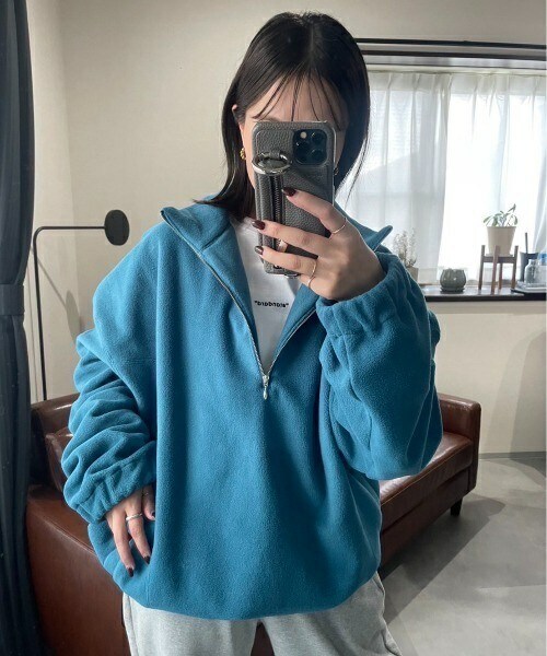 L.H.P（エルエイチピー）の「フリースハーフジッププルオーバー（その他トップス・レディース・ホワイト/ブラウン/ブルー・S/M/L）」の3枚目の写真