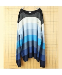 FRENCH LACOSTE | ビッグサイズ フレンチ ラコステ LACOSTE ウール ニット セーター クルーネック ネイビー ブルー メンズ2XL相当 ヨーロッパ古着(ニット/セーター)