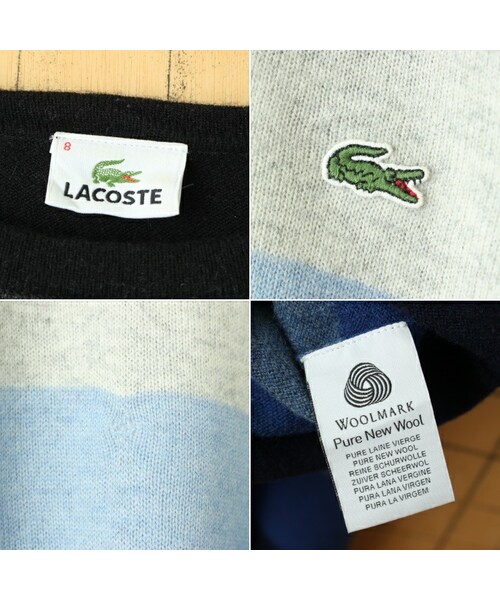FRENCH LACOSTE（フレンチラコステ）の「ビッグサイズ フレンチ ラコステ LACOSTE ウール ニット セーター クルーネック ネイビー ブルー メンズ2XL相当 ヨーロッパ古着（ニット/セーター・レディース・ブルー・2XL）」の2枚目の写真