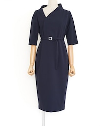 UNITED ARROWS | UNITED ARROWS（ユナイテッドアローズ）  アシンメトリードレス（ネイビー/38）(ドレス)