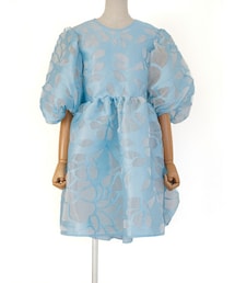 CECILIE BAHNSEN | Cecilie Bahnsen（セシリーバンセン）  メイベルパフスリーブベチュラドレス（ブルー/UK8）(ドレス)