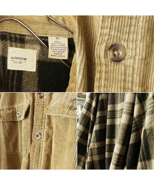 ARROW(アロー)の「USA ARROW フリースライナー コーデュロイ シャツ ジャケット ベージュ メンズXL 長袖 アメリカ古着(シャツ/ブラウス・レディース・ベージュ・XL)」の2枚目の写真