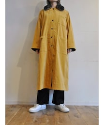 RehersalL | ファーカラーコットンベロアコート(トレンチコート)