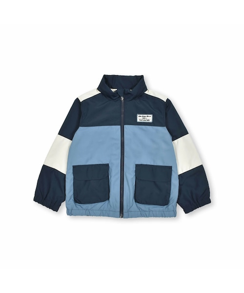 Noeil aime BeBe（ノイユエイムベベ）の「【撥水加工】タフタ切り替え配色ジャケット(90~130cm)（ナイロンジャケット・キッズ・グリーン/ブルー・110）」の2枚目の写真