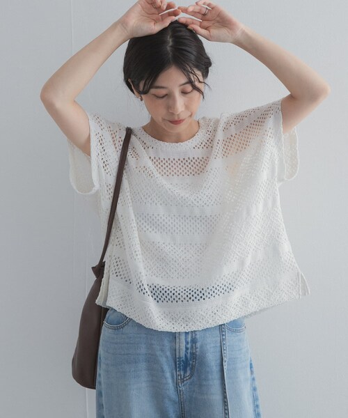 URBAN RESEARCH DOORS（アーバンリサーチドアーズ）の「クロップドレースプルオーバー（その他トップス・レディース・OFF/BLACK/BROWN・Free）」の6枚目の写真
