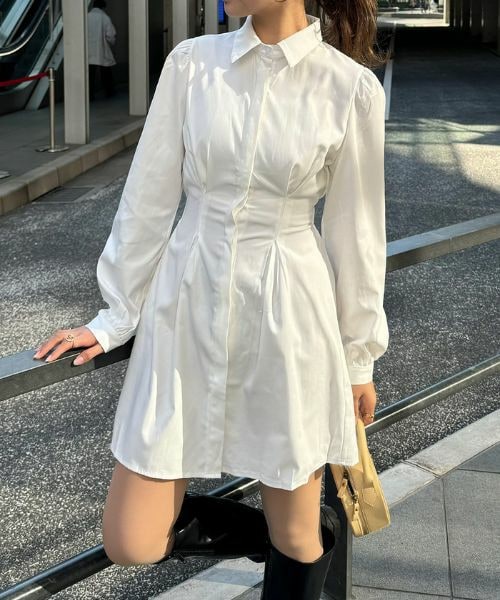 DHOLIC（ディーホリック）の「ステッチデニムシャツミニ