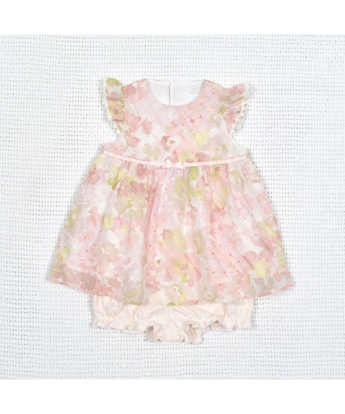 fillot de bebe reduction（フィヨデュベベルダクティオン）の「シフォンフラワーワンピース&ブルマセット(70~90cm)（アンサンブル・キッズ・イエロー/ピンク・S(70-80cm)/S (70-80㎝)）」の2枚目の写真