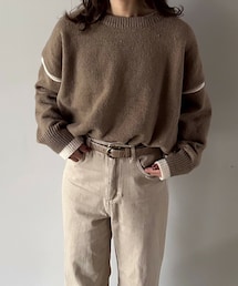 t a r o s u | bicolor yuru line knit/バイカラーユルラインニット(ニット/セーター)