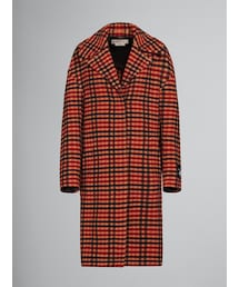 MARNI オレンジ WAVY CHECK ウールフェルト コート