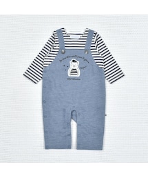 fillot de bebe reduction | ボーダー重ね着風カバーオール(70~80cm)(ロンパース)