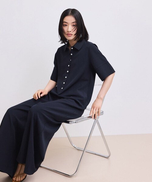 ADAM ET ROPE'（アダムエロペ）の「【WEB限定】・【定番】ポロシャツオールインワン（つなぎ/オールインワン・レディース・ブラック/ダークブラウン/ネイビー・36/38）」の7枚目の写真