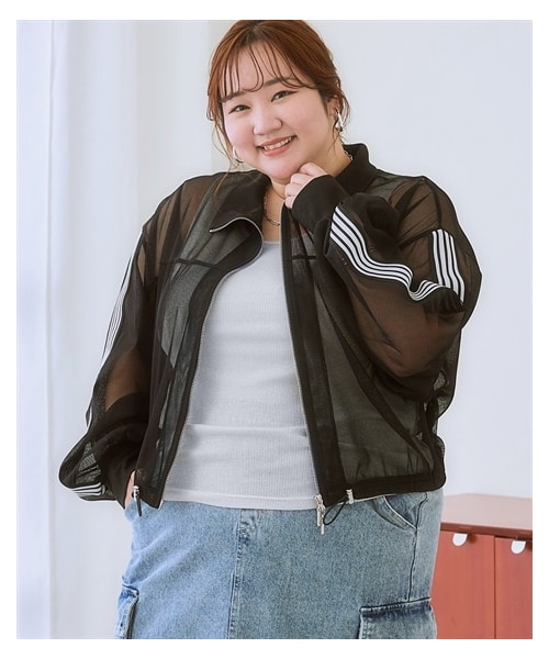 nissen（ニッセン）の「＜大きいサイズ＞ サイドラインメッシュブルゾン（ジャケット/アウター・レディース・オフホワイト/黒・L/LL/3L/4L/5L/6L/8L/10L）」の21枚目の写真