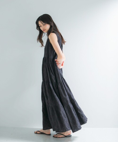 URBAN RESEARCH ROSSO（アーバンリサーチロッソ）の「インドコットン バックシャンワンピース（ワンピース・レディース・BLACK/BLUE・Free）」の6枚目の写真