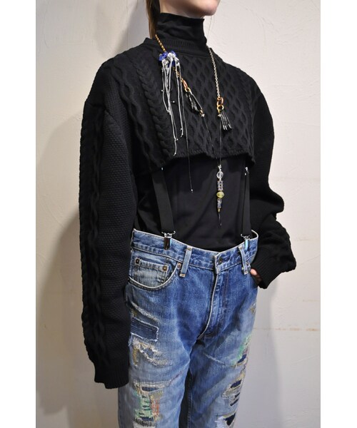 hippiness（ヒッピネス）の「リリーニット（ニット/セーター・レディース・ホワイト/オレンジ/ブラック・one）」の2枚目の写真