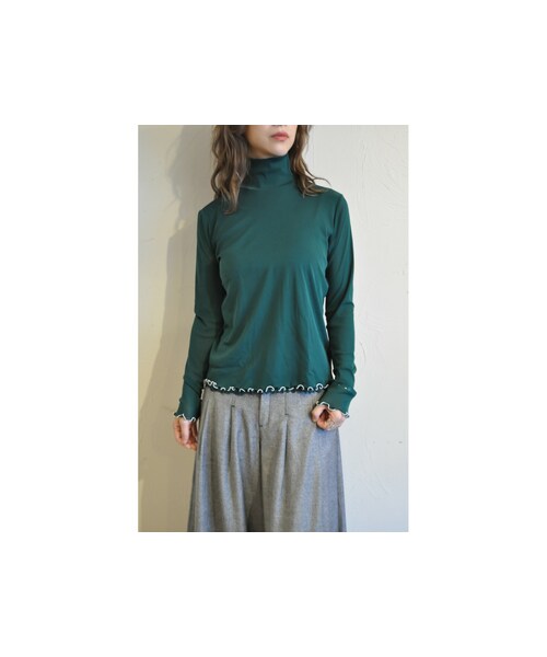 RehersalL（リハーズオール）の「トリミングシアーロンT（Tシャツ/カットソー・レディース・ゴールド/ブラック/グリーン・one）」の3枚目の写真