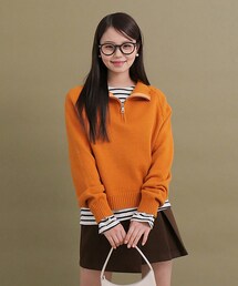 DHOLIC（ディーホリック）の「2WAYハーフジップラグランクロップドニット（ニット/セーター・レディース）」