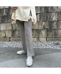 copine | センタースリットワッフルフレアパンツ（グレージュ）(その他パンツ)