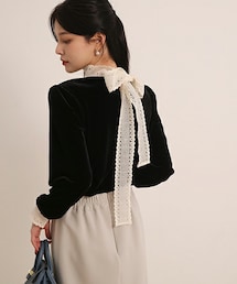 DHOLIC（ディーホリック）の「ベロアレースリボンパフブラウス（シャツ/ブラウス）」