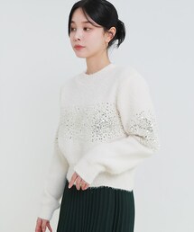 DHOLIC（ディーホリック）の「スパンコールファータッチニット（ニット/セーター・レディース）」