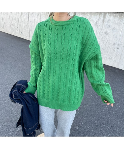 copine（コピン）の「オーバーサイズカラーニット(グリーン)（ニット