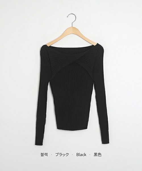 DHOLIC（ディーホリック）の「ツイストスリットボートネックニット（ニット/セーター・レディース・ブラック/アイボリー/ベージュ・FREE）」の2枚目の写真