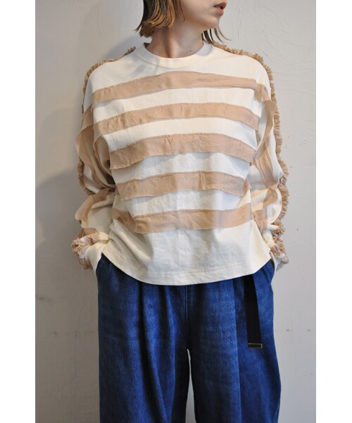 RehersalL（リハーズオール）の「キュプラボーダーロンＴ（Tシャツ/カットソー・レディース・ホワイト/ピンク/グリーン/ブラック・one）」の4枚目の写真