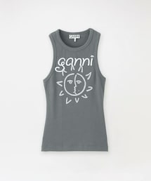 GANNI ガニー　ノースリーブ GANNI ノースリーブ ニットトップ | ブラック | FARFETCH JP