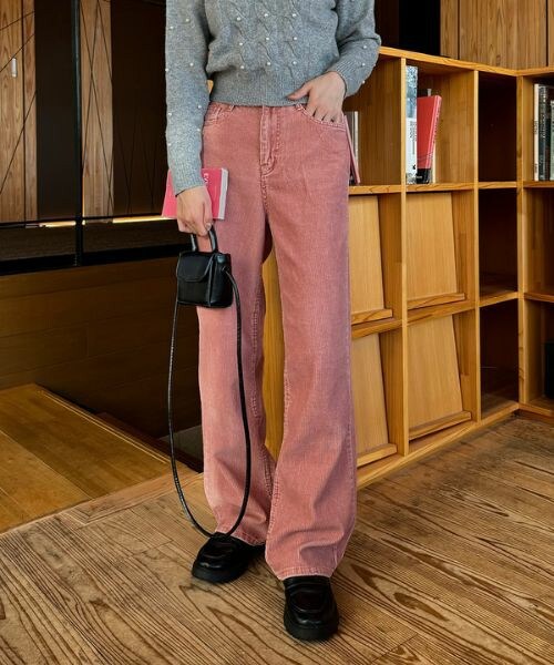 DHOLIC(ディーホリック)の「ハイウエストコーデュロイパンツ・t288482(その他パンツ・レディース・ピンク・S)」の1枚目の写真