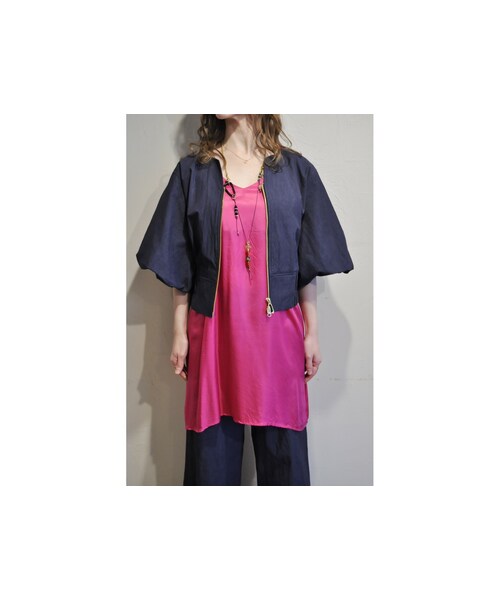 --（--）の「バルーンスリーブブルゾン（ブルゾン・レディース・グリーン/ブルー・one）」の2枚目の写真